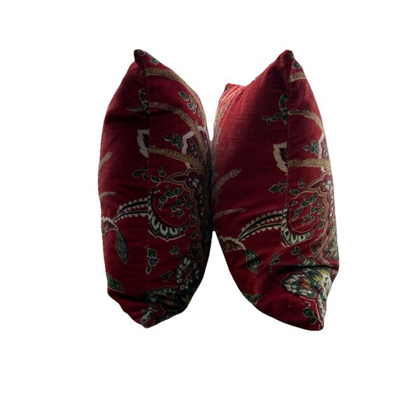 2X Pottery Barn Adela Paisley Velvet Throw Pillow w/ Feather Insert 18" Square - Picture 5 of 5